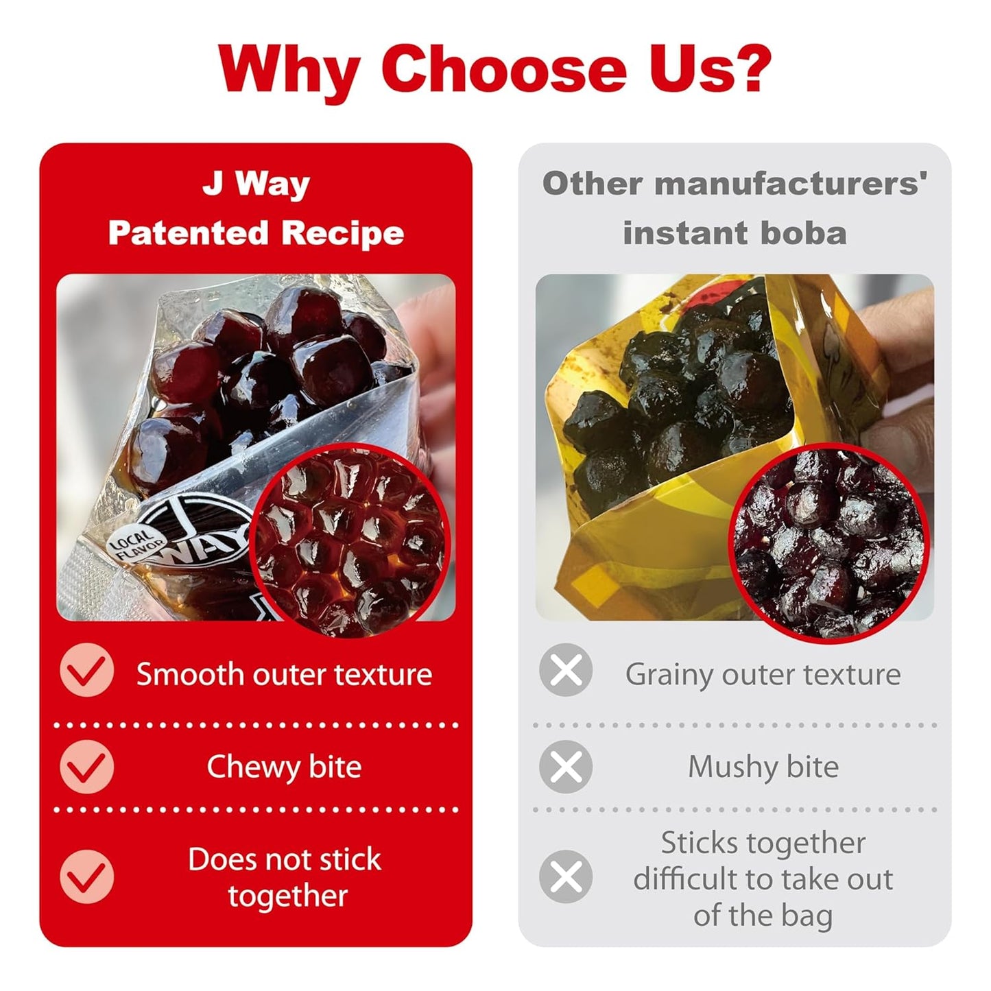 J WAY LOCAL FLAVOR BOBA Authentic Instant Tapioca Boba Pearls Bulk,60 Servings Black for Milk Tea,Smoothies and Desserts,Brown Sugar Flavor (Ready in Just 20 Seconds,No Preservatives,Gluten Free)