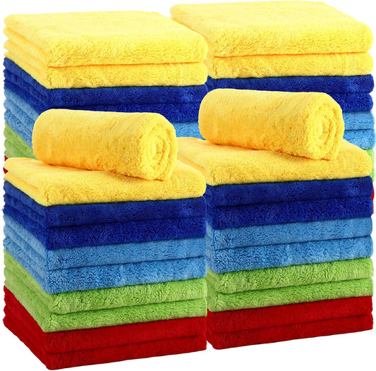 Shimeyao 30 Pcs Edgeless Microfiber Plush Towels for Cars Detailing Drying Wash Polishing Absorbent Cleaning Cloths, 500 GSM, 16 x 16 Inch(16 x 16 Inch,Multicolor,30 Pcs)