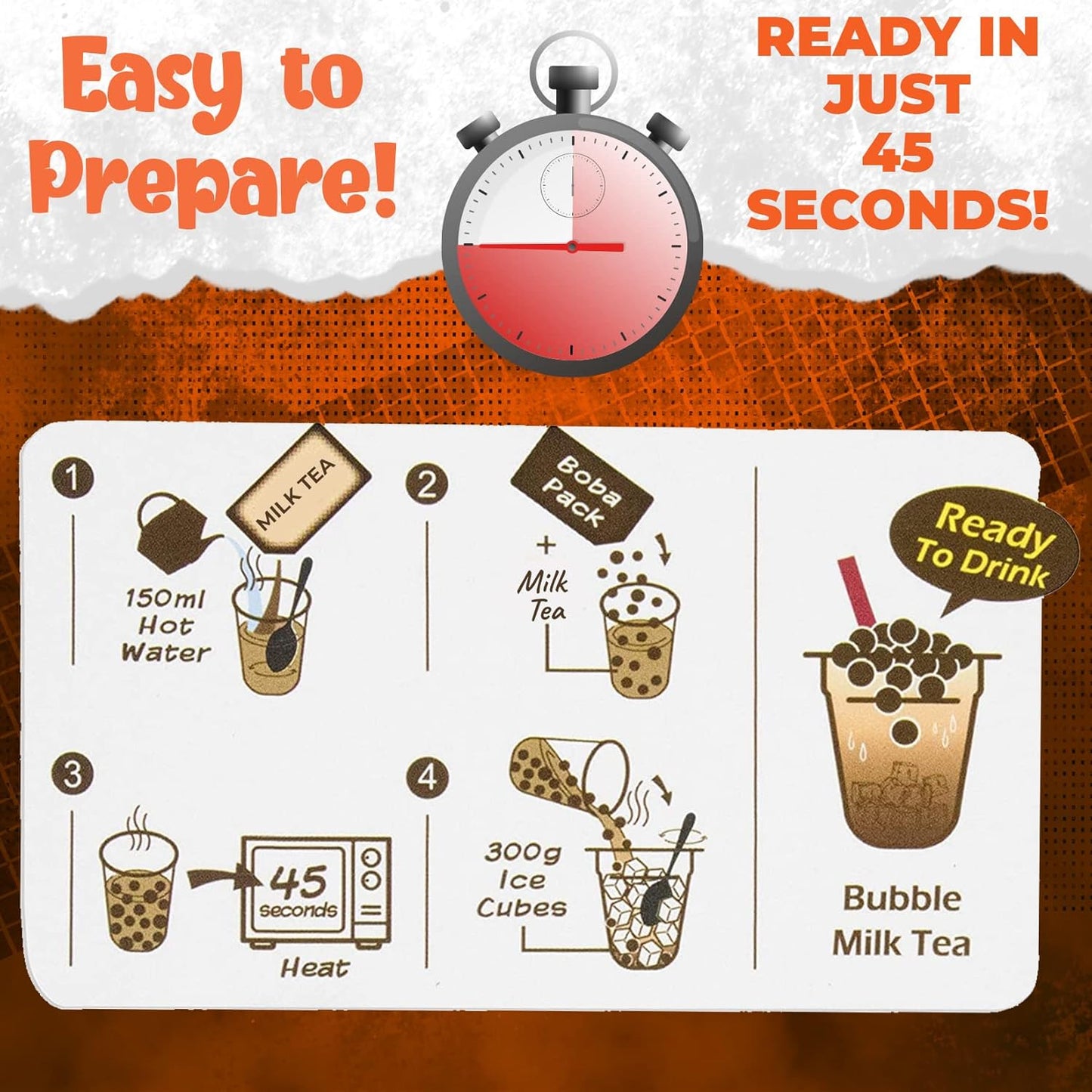 Fusion Select 5 Packs Taro, Mango, Honeydew, Strawberry Bubble Tea Kit Set With Extra Rich Tapioca Pearls, Straws