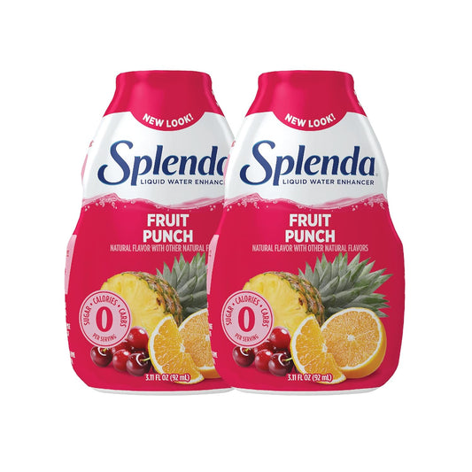 SPLENDA Liquid Water Enhancer Drops, Sugar Free, Zero Calorie, Natural Flavor, Concentrated Drink Mix, 3.11 Fl Oz Each Bottle (Fruit Punch, 2 Pack)
