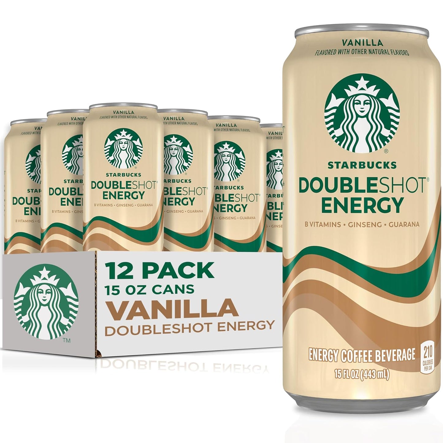 Starbucks Doubleshot Energy Drink Coffee Beverage, Vanilla, Iced Coffee, 15 fl oz Cans (Packaging May Vary) (Pack of 12)