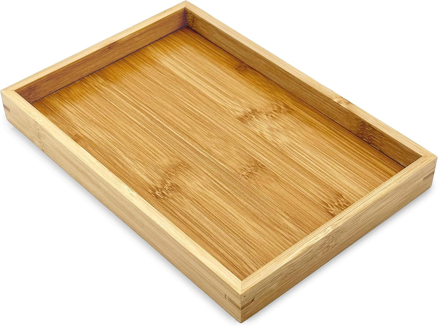 Bam & Boo (1-Pack) Natural Bamboo Rectangle Serving & Vanity Tray - for Kitchen, Bathroom, Countertop, Coffee Table (11" x 7.5" x 1.2")