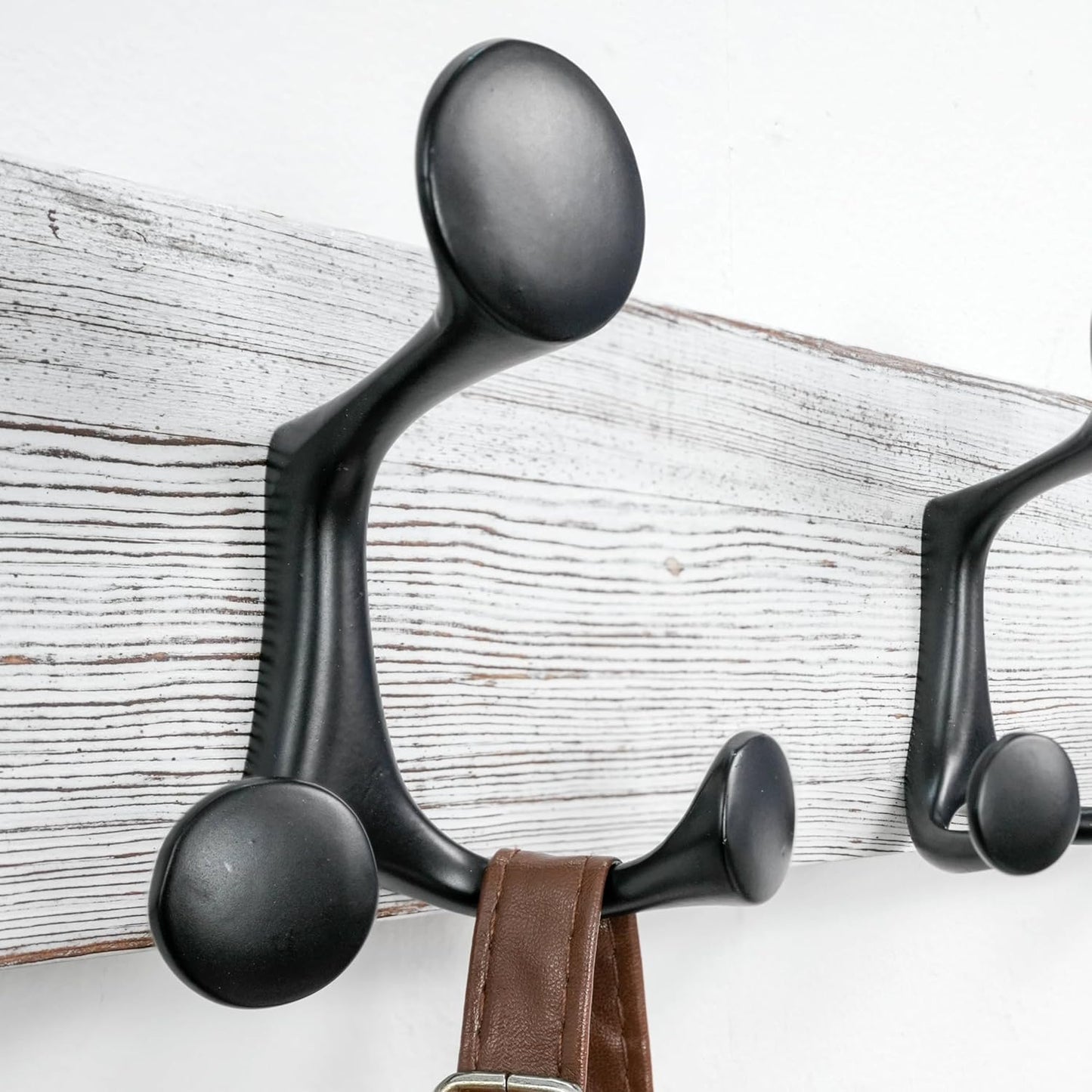 SKOLOO 36-Inch Wood Coat Rack Wall Mount with 6 Triple Hooks - Ideal for Family Entrances, Classrooms, and Pet Supplies Storage - Perfect Coat Hooks for Wall,Distressed White Wash