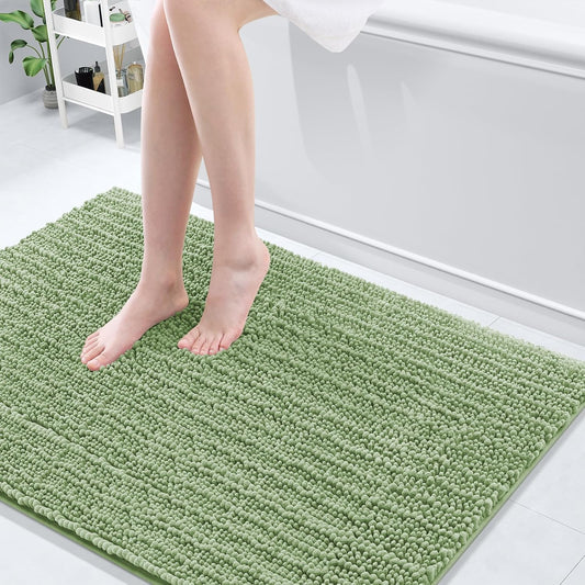 Arotive Luxury Chenille Bathroom Rug Mat, Extra Soft Thick Absorbent Shaggy Bath Rugs, Non-Slip Machine Wash Dry, Plush Bath Mats for Bathroom, Shower and Tub, 47x32, Sage Green
