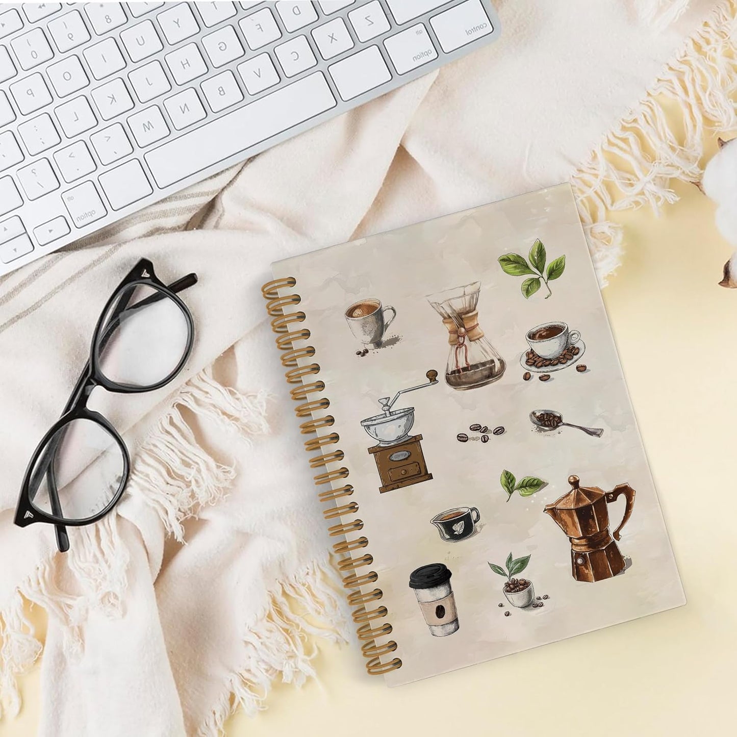 Vintage Coffee Spiral Notebook, Coffee Lovers Gifts Journal Notebook, Retro Cafe Notebooks for School Work, Caffeine Lover Office Supplies Gifts for Women Men, 5.5x8.3 Inch