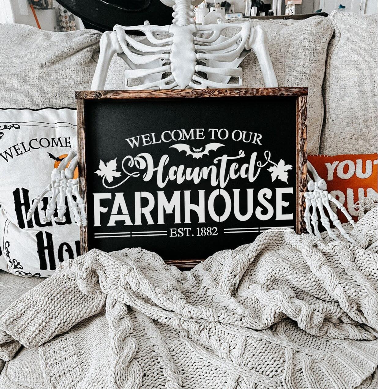 Halloween Stencils for Painting on Wood 12”x8” Large Halloween Stencil Boo Trick or Treat Bats Hocus Pocus Stencils for Door Mats Wood Sign T-Shirt Decor