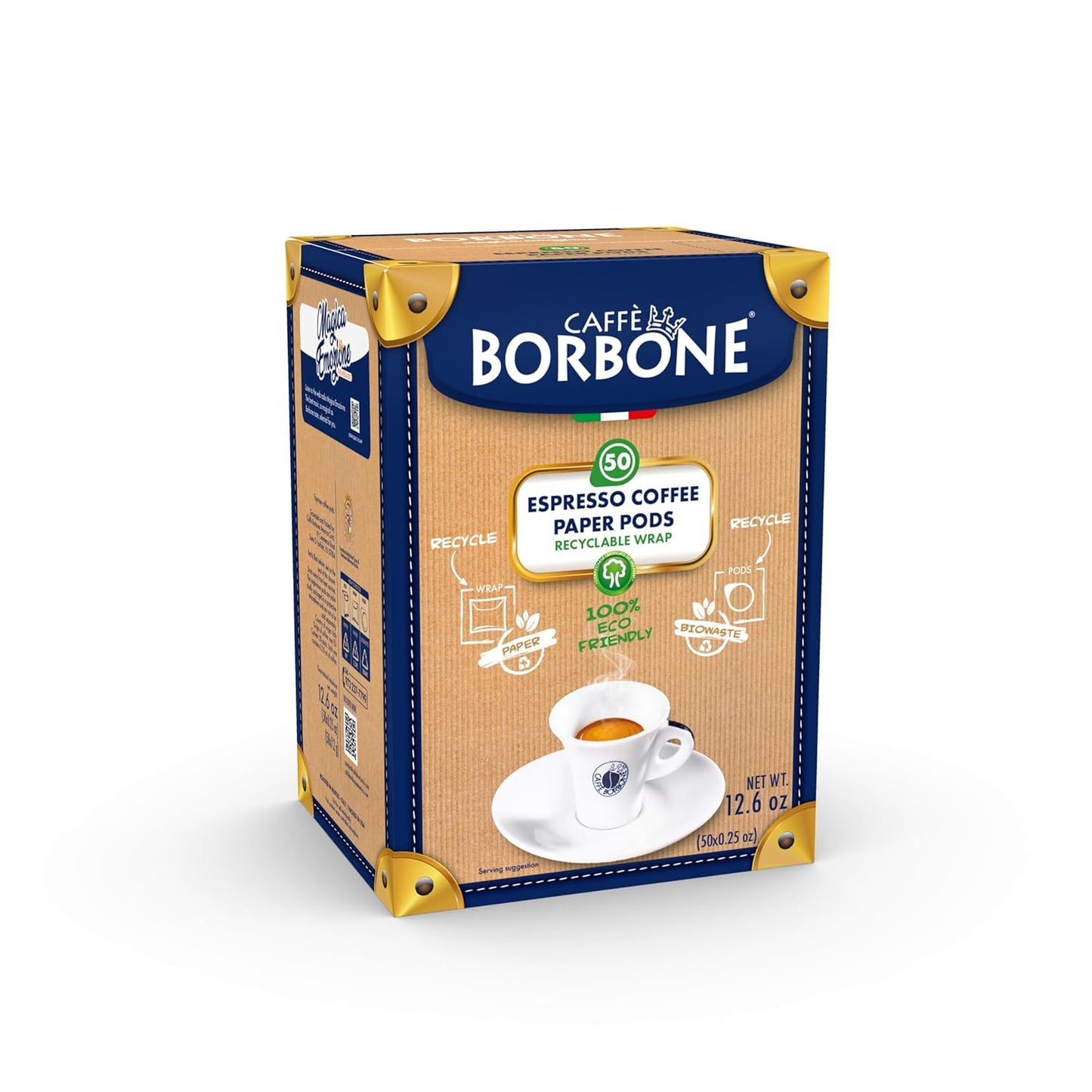 Caffe Borbone Espresso Paper Pods | Blue Blend, Balanced & Full-Bodied, Medium Roast ESE Pods | Authentic Italian Espresso | 50 Count