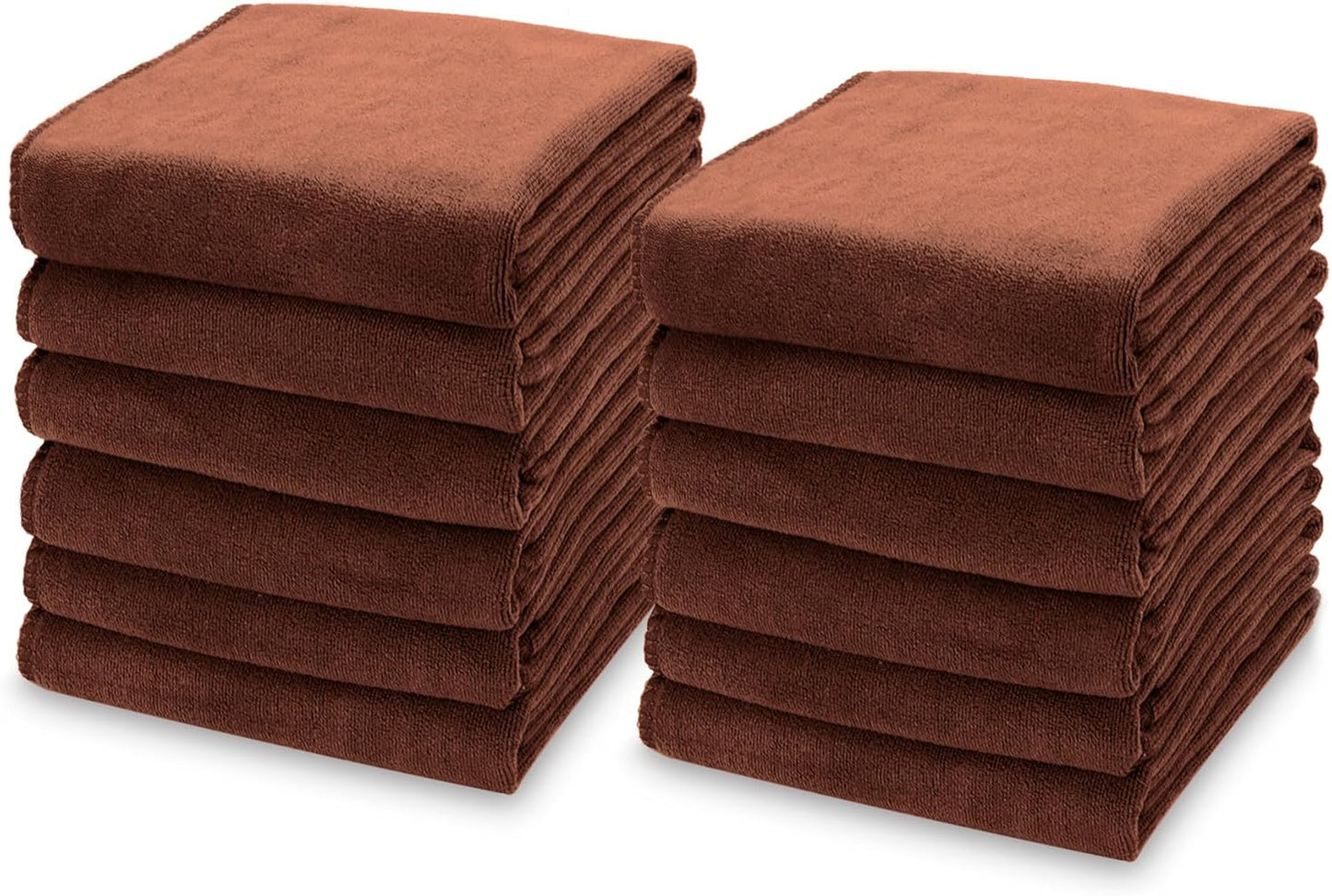kimteny 13x28 Inches Kitchen Cloth Dish Towels, 400 GSM Premium Dishcloths, Super Absorbent Coral Velvet Microfiber Cleaning Cloths, Fast Drying Rags for Washing Dishes (12 Pack, Brown)