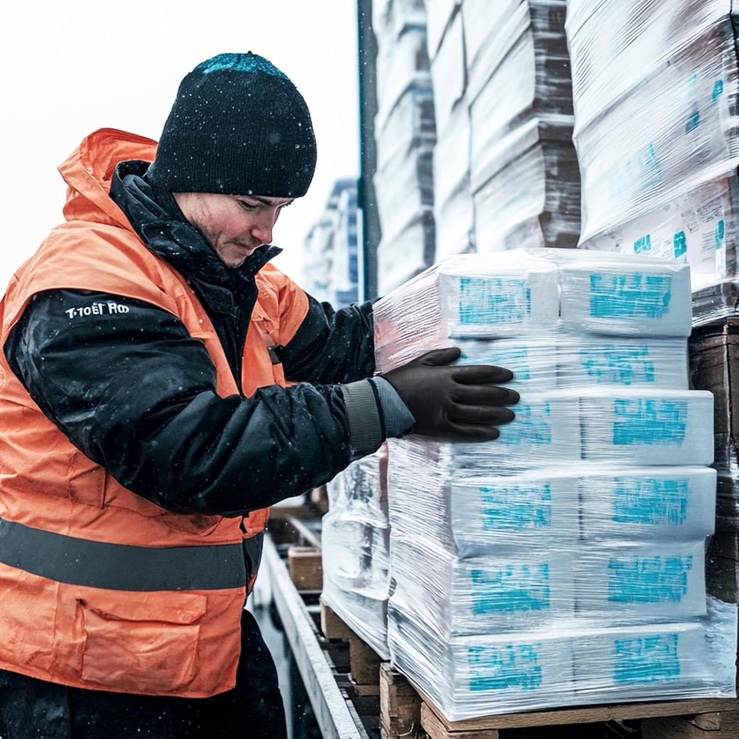 KAYGO Winter Waterproof Work Gloves for Men and Women, 3 Pairs Thermal Insulated Freezer Rubber Coated Gloves,Super Grip,KG160, XL, Black