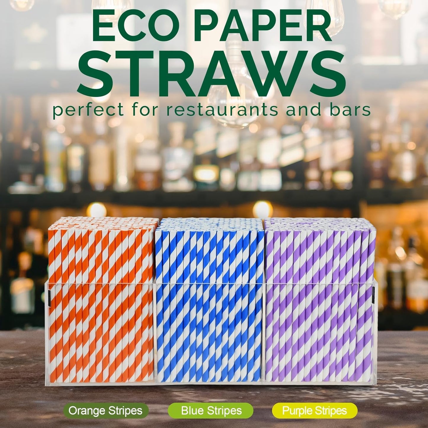 5.75 inch Blue/White Striped Paper Straws & Stirrer Sticks 500 Counts, for Cocktail, Coffee, Bars and Restaurants, Disposable