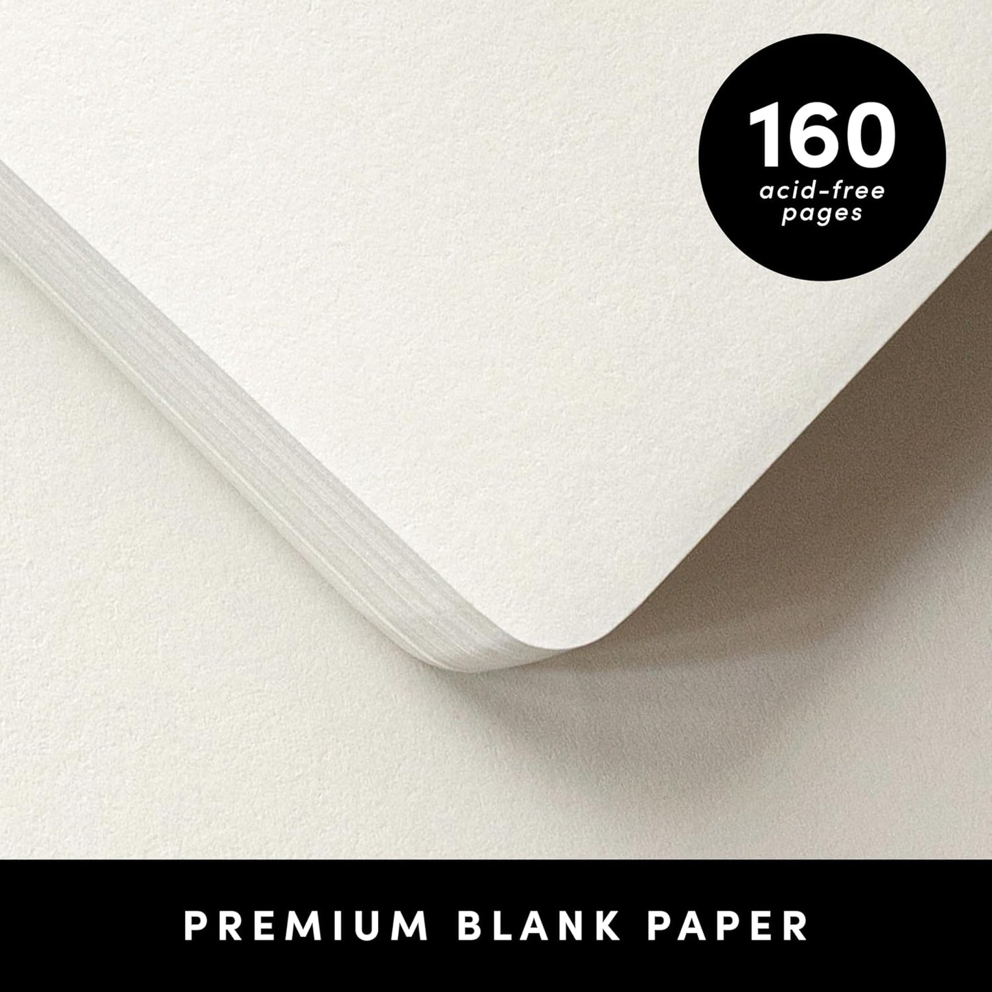 PAPERAGE Blank Journal Notebook, (White), 160 Pages, Medium 5.6 in x 8 in - 100 GSM Thick Paper – Hardcover Journaling Notebook for Work, School, Note Taking or Sketching