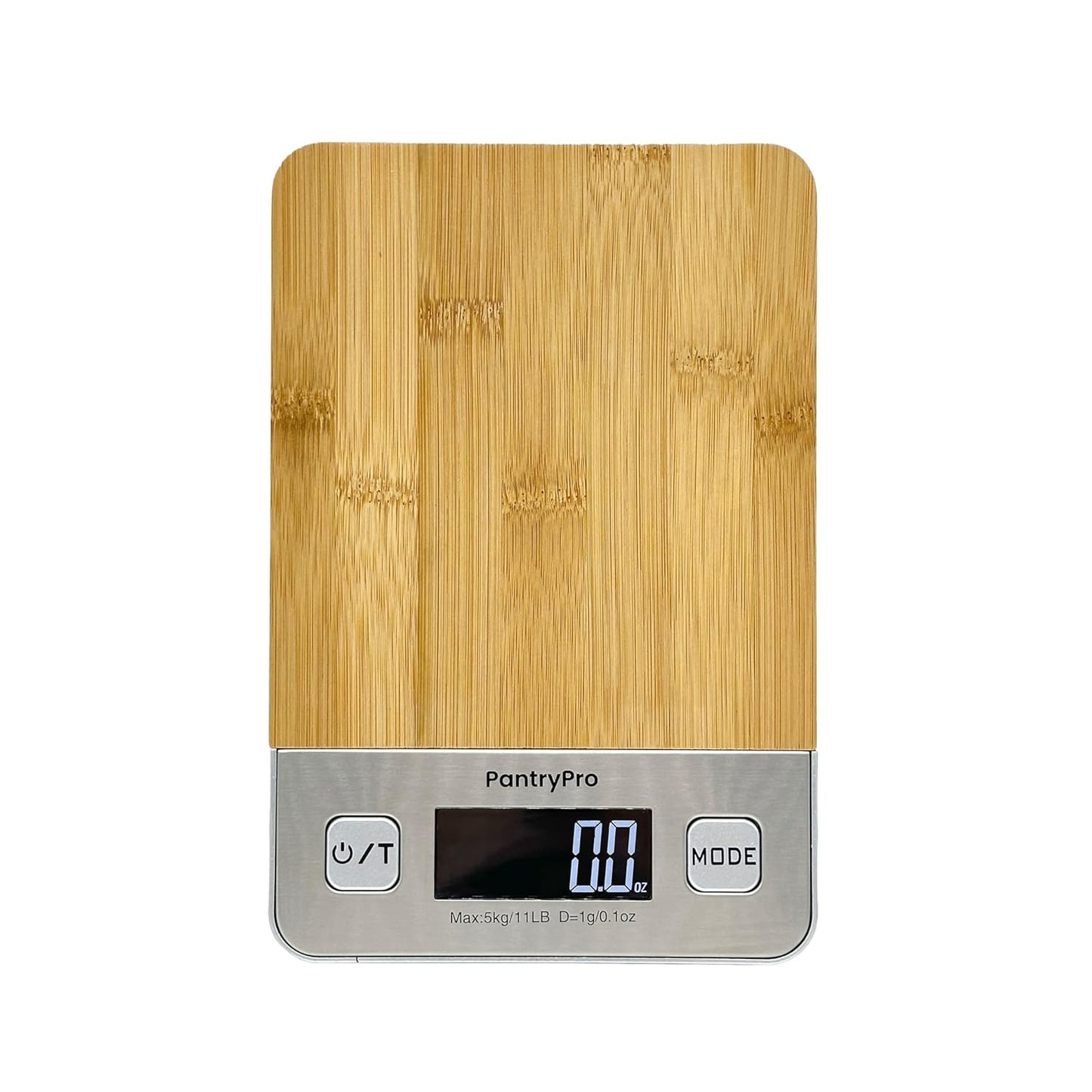 PantryPro Bamboo Platform Digital Kitchen Scale - 11 pounds Capacity LCD Display Grams and Ounces AAA Battery Included (Natural)