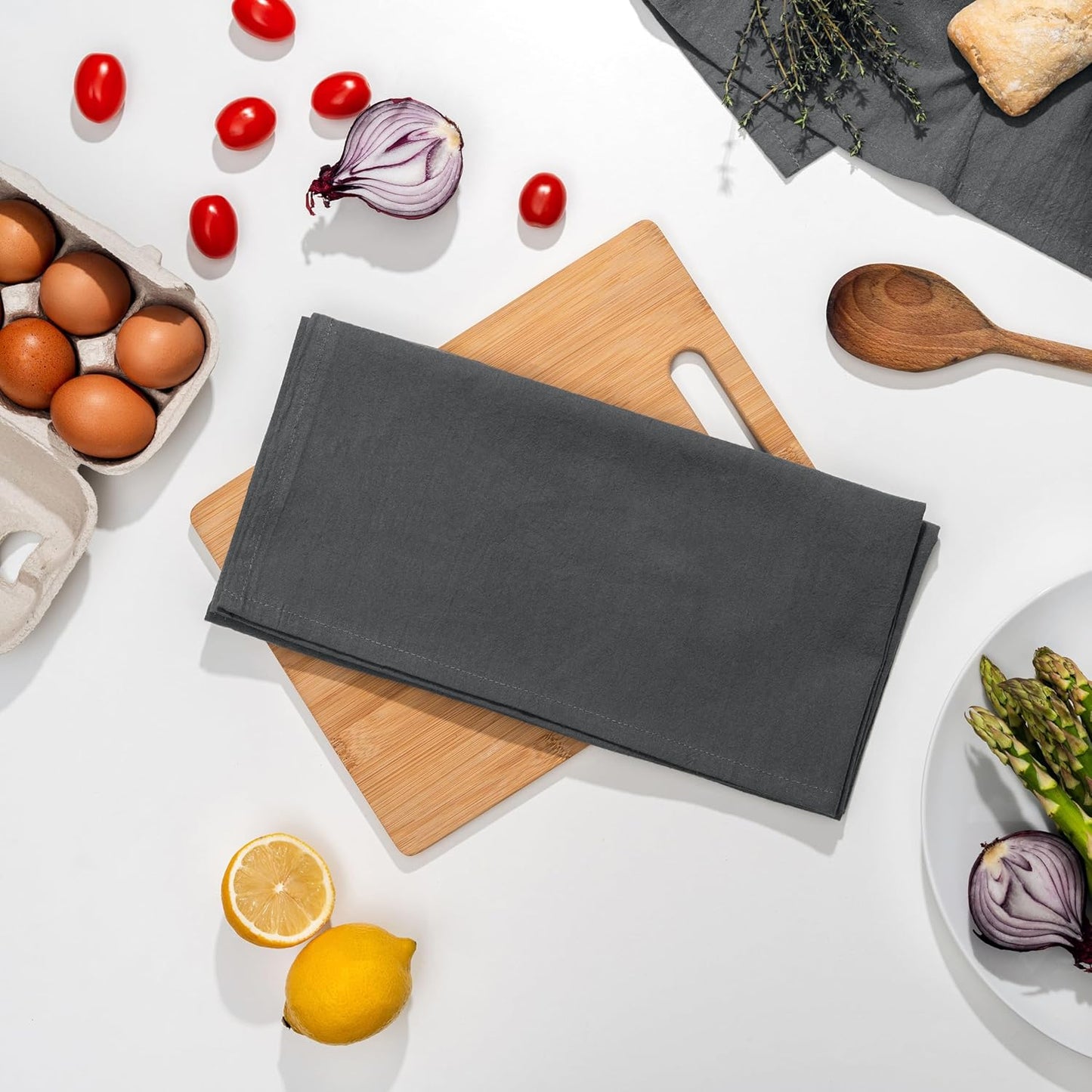 Gray Flour Sack Tea Towels - 100% Cotton, 5 Pack, 27"x27" Extra Large, Highly Absorbent Gray Dish Drying Towels - Gray Baking Towels, Customizable and Versatile Kitchen Towels (Gray - 5 Pack)