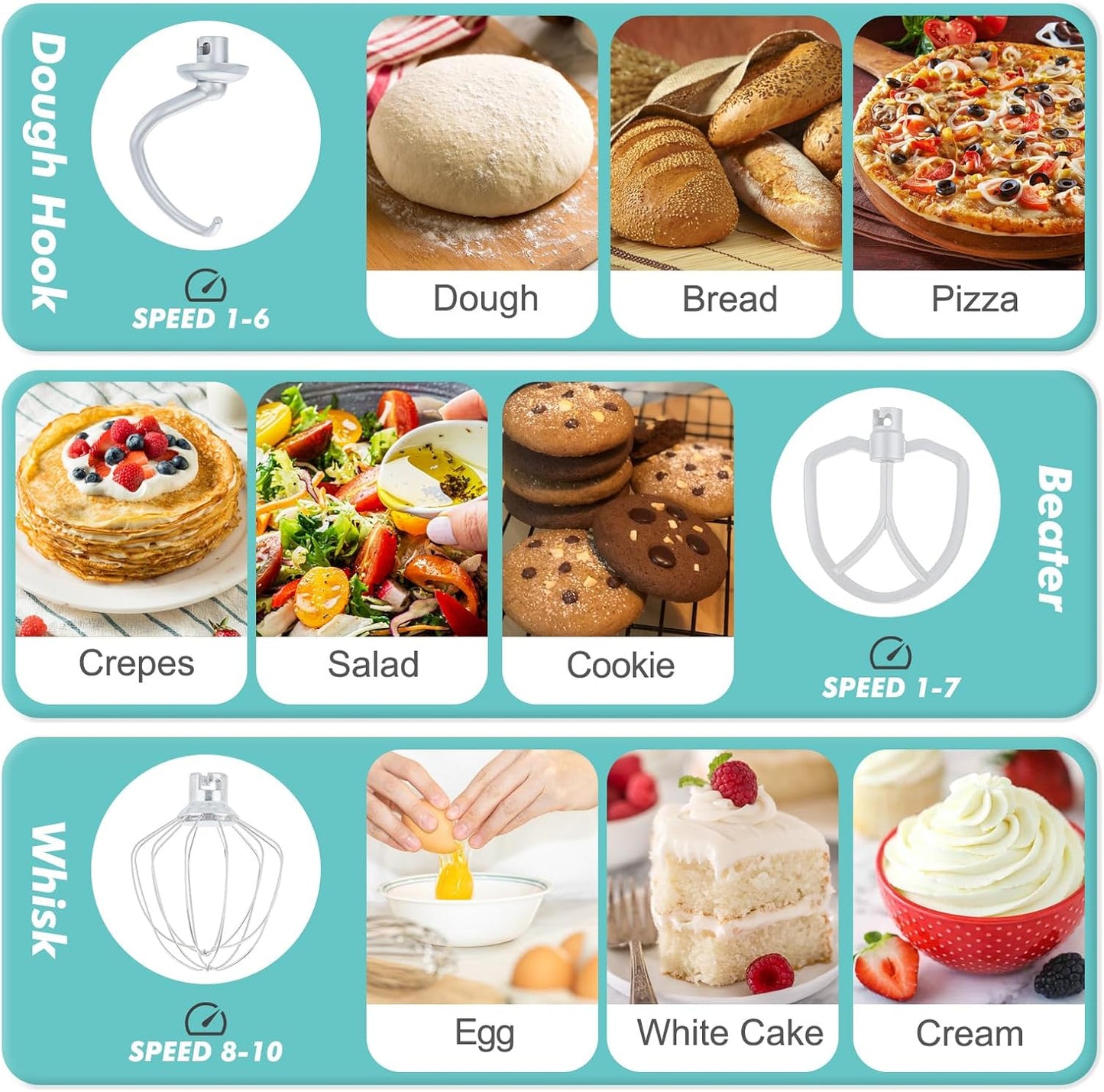 Kitchen in the Box Stand Mixer, 3.5 QT Small Electric Kitchen Mixer, 10-Speed Portable Lightweight Food Mixer with Stainless Steel Bowl, Egg Whisk, Dough Hook, Beater (Sky Blue)