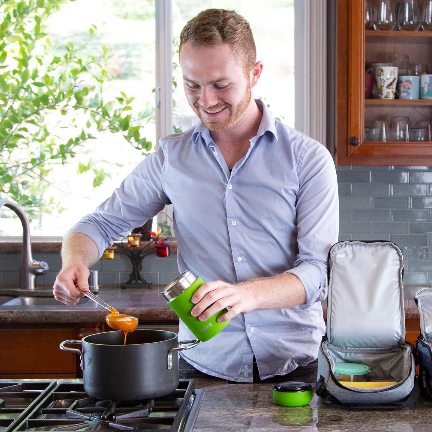 MIRA 2 Pack Insulated Food Jar Thermos for Hot Food & Soup, Compact Stainless Steel Vacuum Lunch Container, 13.5 oz, Pearl Blue, Rose Pink