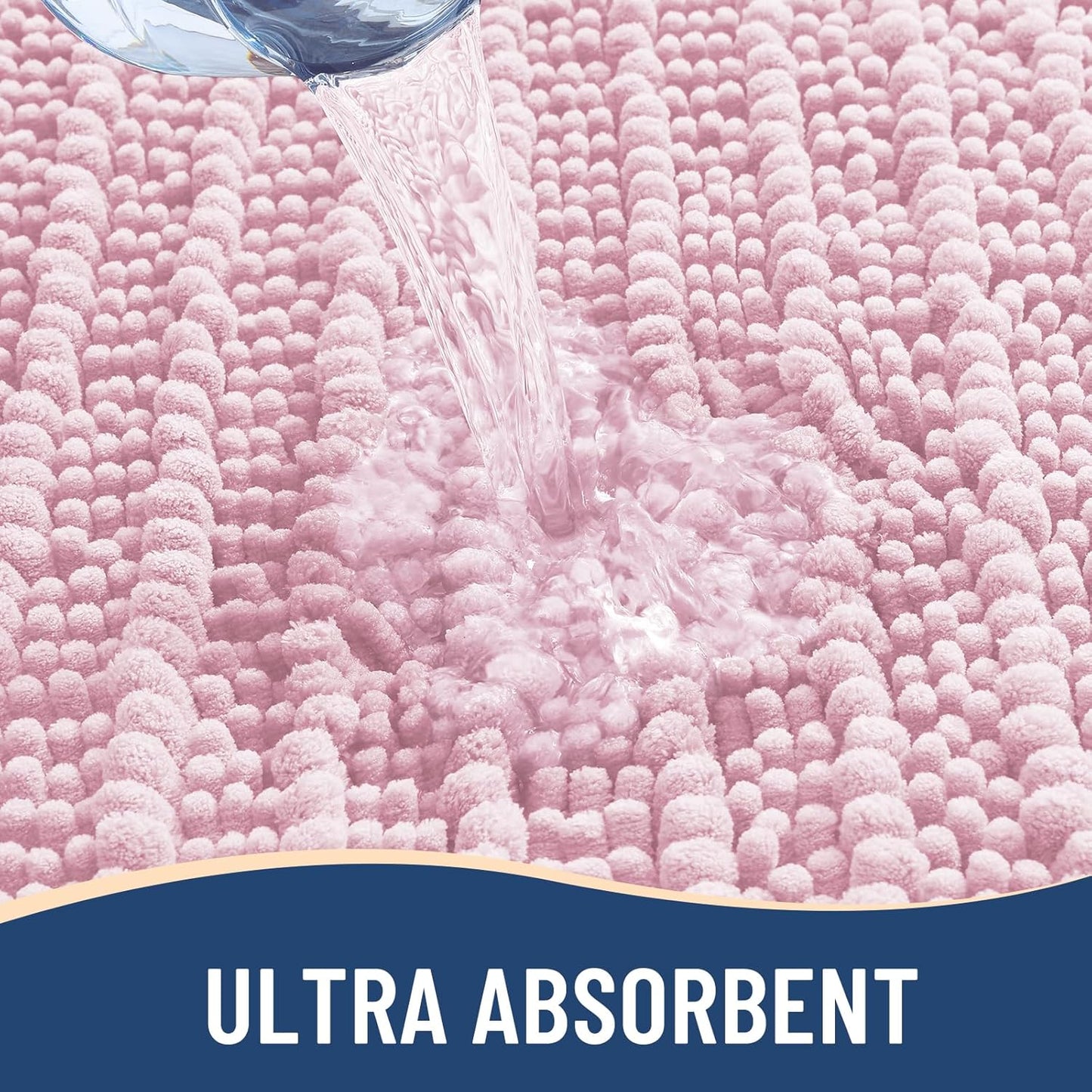 Arotive Luxury Chenille Bathroom Rug Mat, Extra Soft Thick Absorbent Shaggy Bath Rugs, Non-Slip Machine Wash Dry, Plush Bath Mats for Bathroom, Shower and Tub, 34x21, Pink