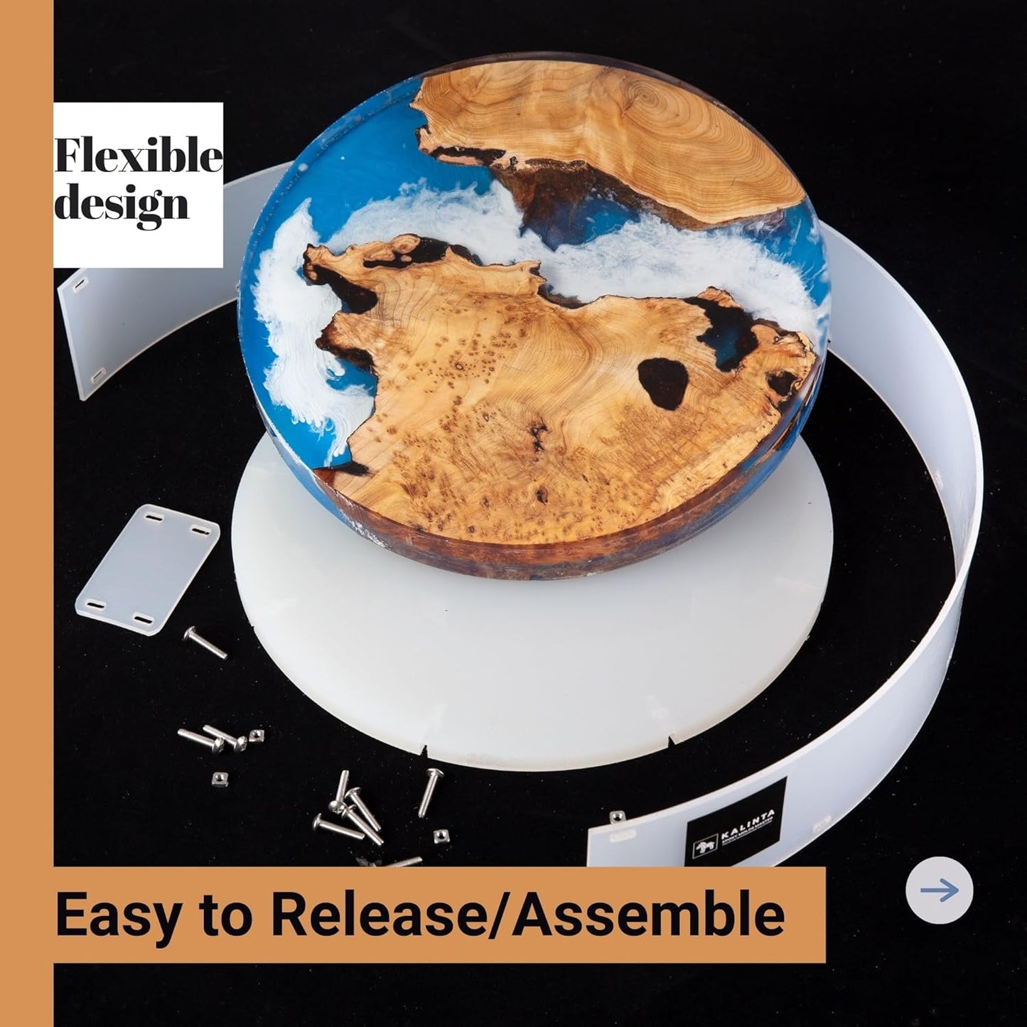 Resin Mold Large Round Deep -Kalinta 20inch Reusable Epoxy Round Molds for Resin Clock, Serving Tray Board, End Table，Floral Preservation Bouquet