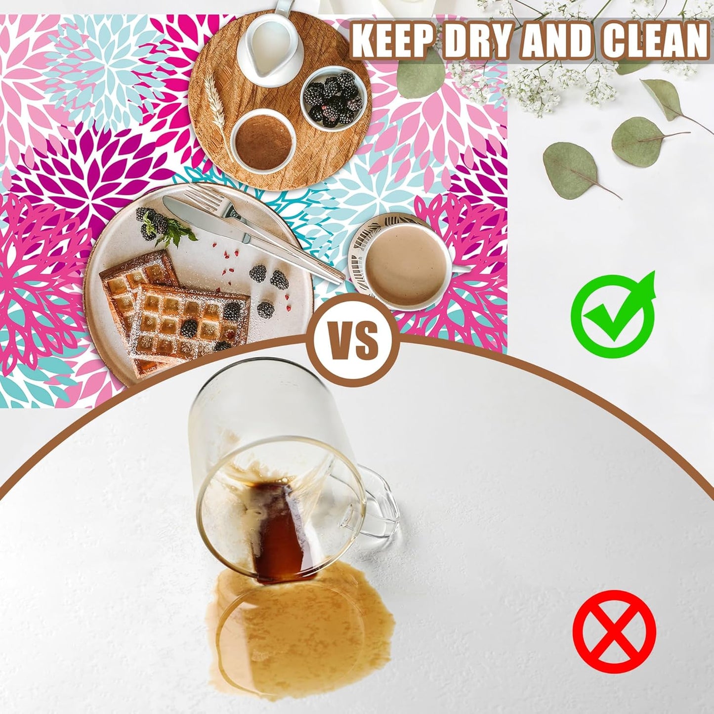 Pink Blue Chrysanthemum Flowers Dish Drying Mat for Kitchen Counter Coffee Bar Mat Hide Stain Absorbent Rubber Backed Drying Rack Pad Espresso Machine Coffee Bar Accessories 11.8 x 19.7 Inch