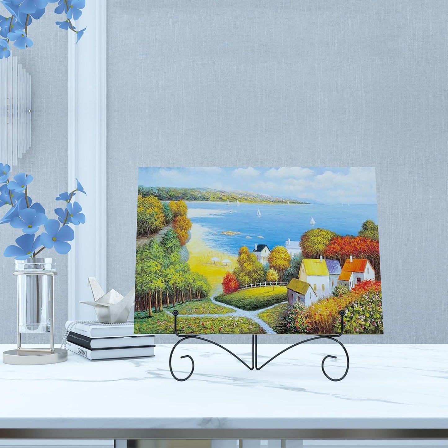 Iron Plate Stand for Display with Folding Design, Picture Stands for Tables, 12 Inch Large Easels for Displaying for Book, Art Piece, Photo and Platter, 12’’ Black, 2-Pack