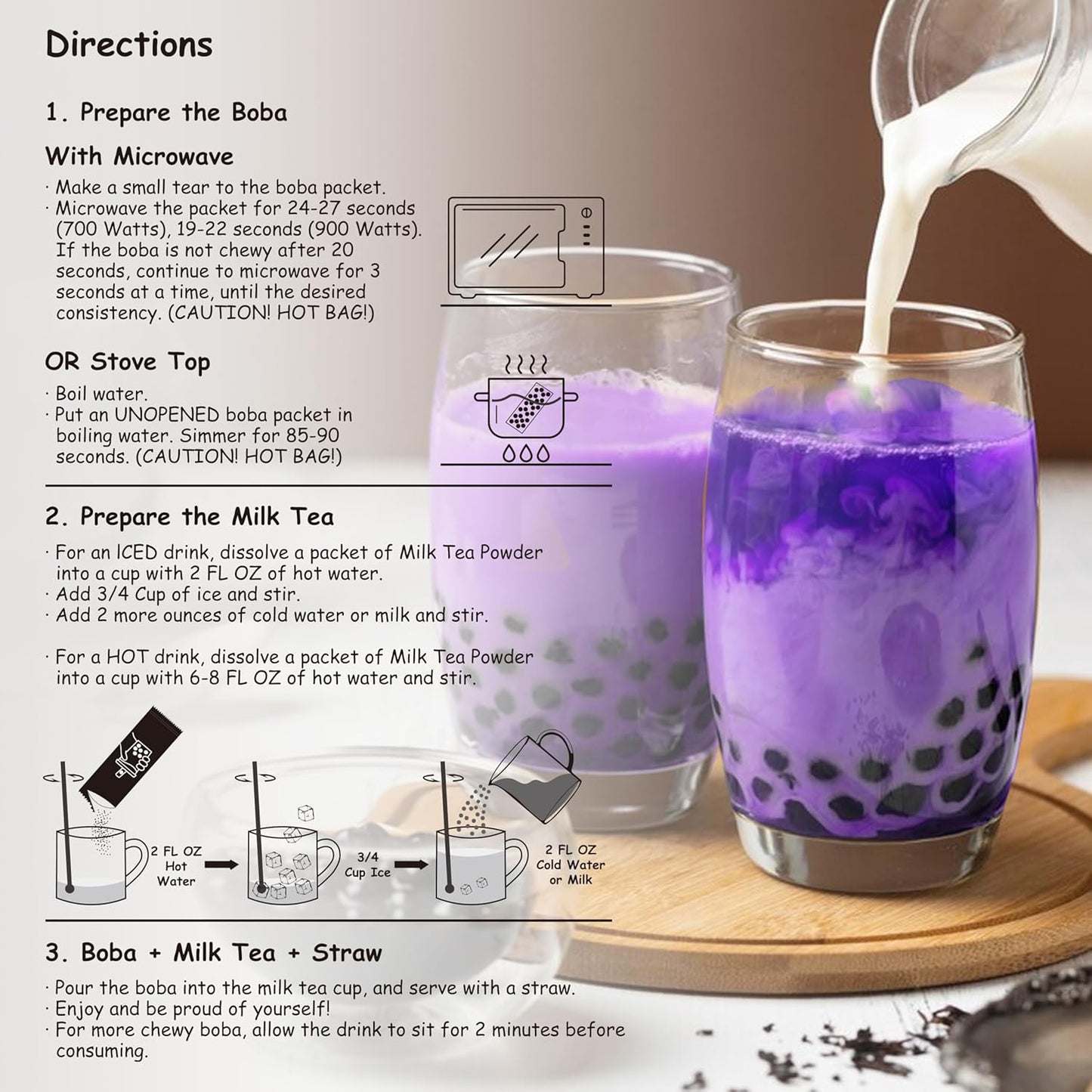 Boba Moo Premium Boba Tea Kit With Taro Milk Tea Flavor - Only 10,000 Kits Yearly, Small Batch Bubble Tea Kit With Exceptional Taste & Chewiness, Vegan, Lactose-Free, 6 Servings