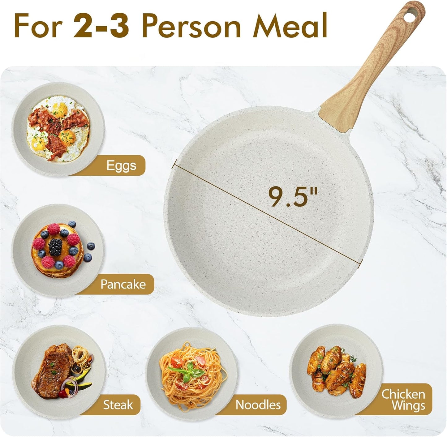 SENSARTE Nonstick Ceramic Frying Pan Skillet, 9.5 Inch Omelet Pan, Healthy Non Toxic Chef Pan, Induction Compatible Egg Pan with Heat Resistant Handle, PFAS-Free