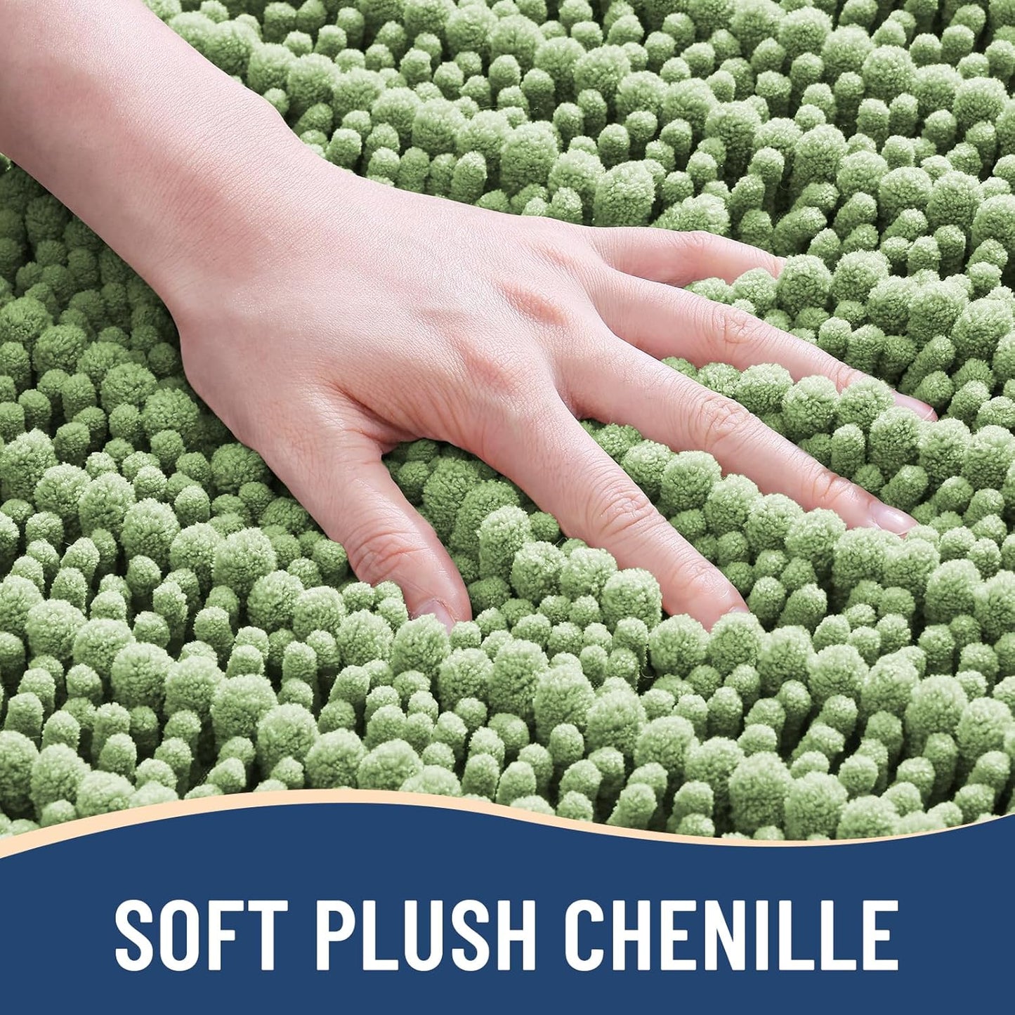 Arotive Luxury Chenille Bathroom Rug Mat, Extra Soft Thick Absorbent Shaggy Bath Rugs, Non-Slip Machine Wash Dry, Plush Bath Mats for Bathroom, Shower and Tub, 30x17, Sage Green