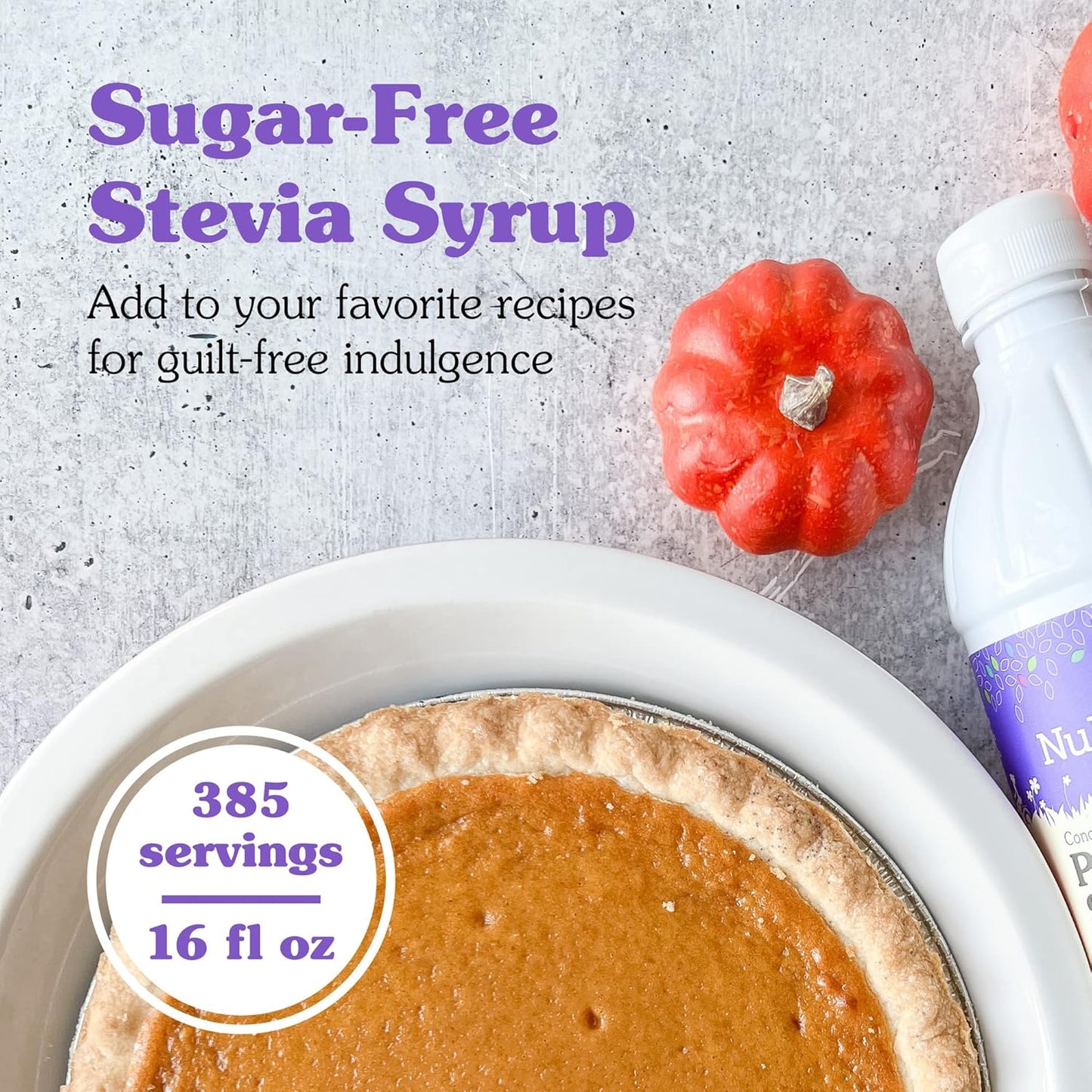 NuNaturals Stevia Syrup, Sugar-Free Sweetener, Plant-Based Sugar Substitute, Zero Calorie, Pumpkin Spice, 16 oz