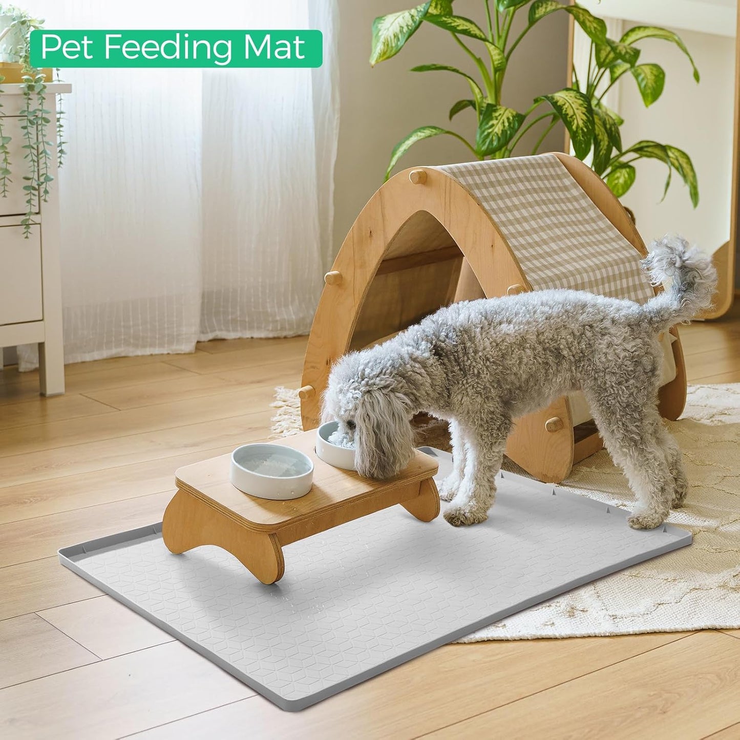 TRZZ Silicone Waterproof Under Sink Mat 28" x 19", Drip Tray and Cabinet Liner for Kitchen and Bathroom, Prevents Water Damage and Organizes Cabinets (Light Grey)