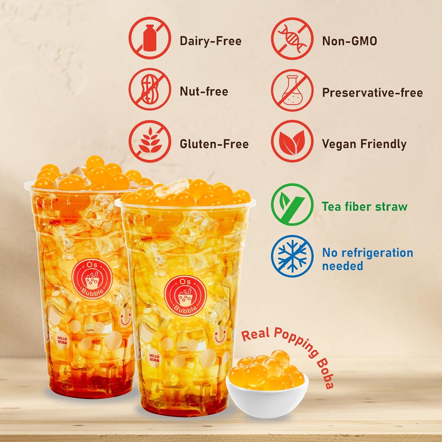 O's Bubble Boba Tea Kit - 6 Servings Bubble Tea Kit - Popping Boba Party Kit - 3 flavors Popping Boba Kit - 6 Packs of Syrups and 6 packs of Popping Boba - All in One Boba Kit for Popping Boba Tea Lovers