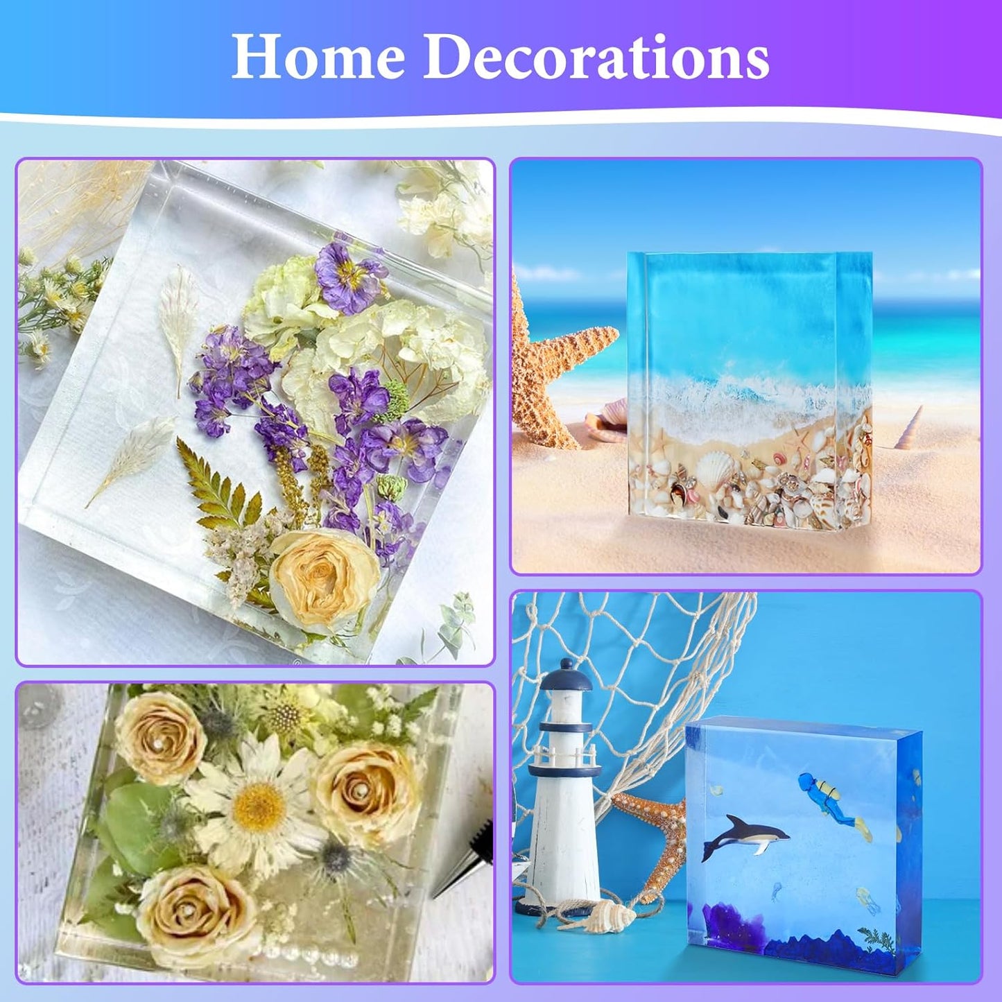 KISREL Large Square Resin Molds, Square Silicone Mold for Epoxy Resin, Large Mold for Flower Preservation, Deep Pour Molds for Furniture Decoration, DIY Wedding Bouquets, Valentine's Day Gifts