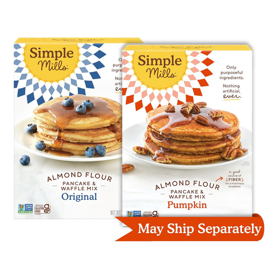 Simple Mills Almond Flour Pancake & Waffle Mix Value Pack (1 Original, 1 Pumpkin) - Gluten Free, Plant Based, Paleo Friendly, Breakfast, (Pack of 2)