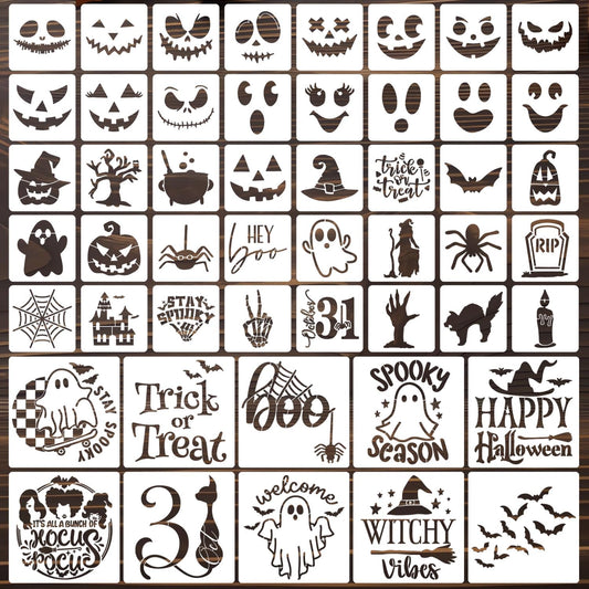 Halloween Stencils Pumpkin Face Stencils Reusable Ghost Bat Witch Spider Stencil for Painting on Wood Fabrics DIY Crafts Ornaments Decor