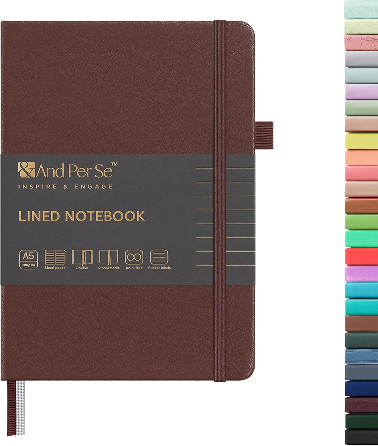 &And Per Se Lined Journal Notebook, 160 Pages, A5 5.7 x 8 inches College Ruled Thick Paper Notebook Journals for Writing, Hardcover Notebooks for Women Men Office School (1 Pack, Dark Red)