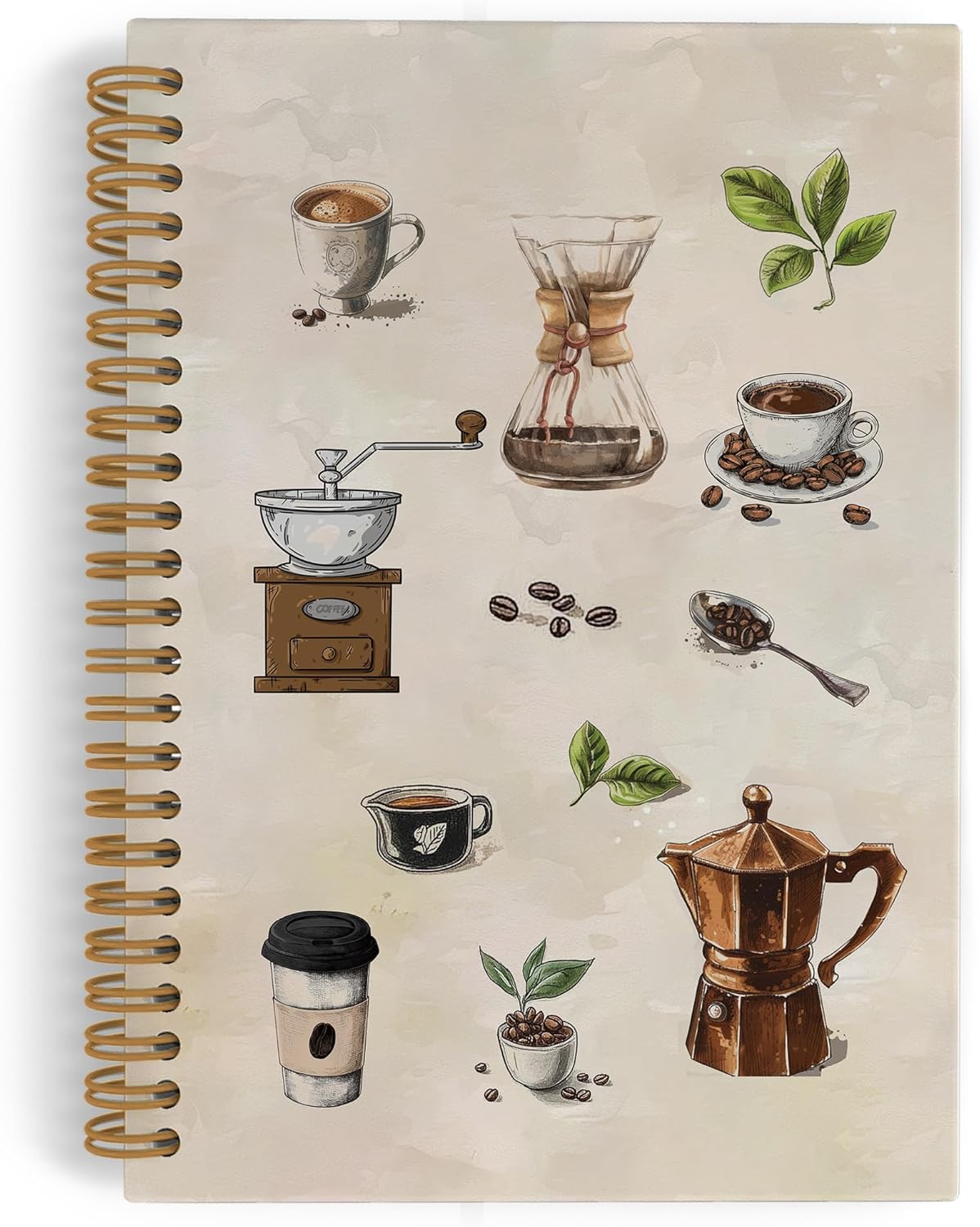 Vintage Coffee Spiral Notebook, Coffee Lovers Gifts Journal Notebook, Retro Cafe Notebooks for School Work, Caffeine Lover Office Supplies Gifts for Women Men, 5.5x8.3 Inch