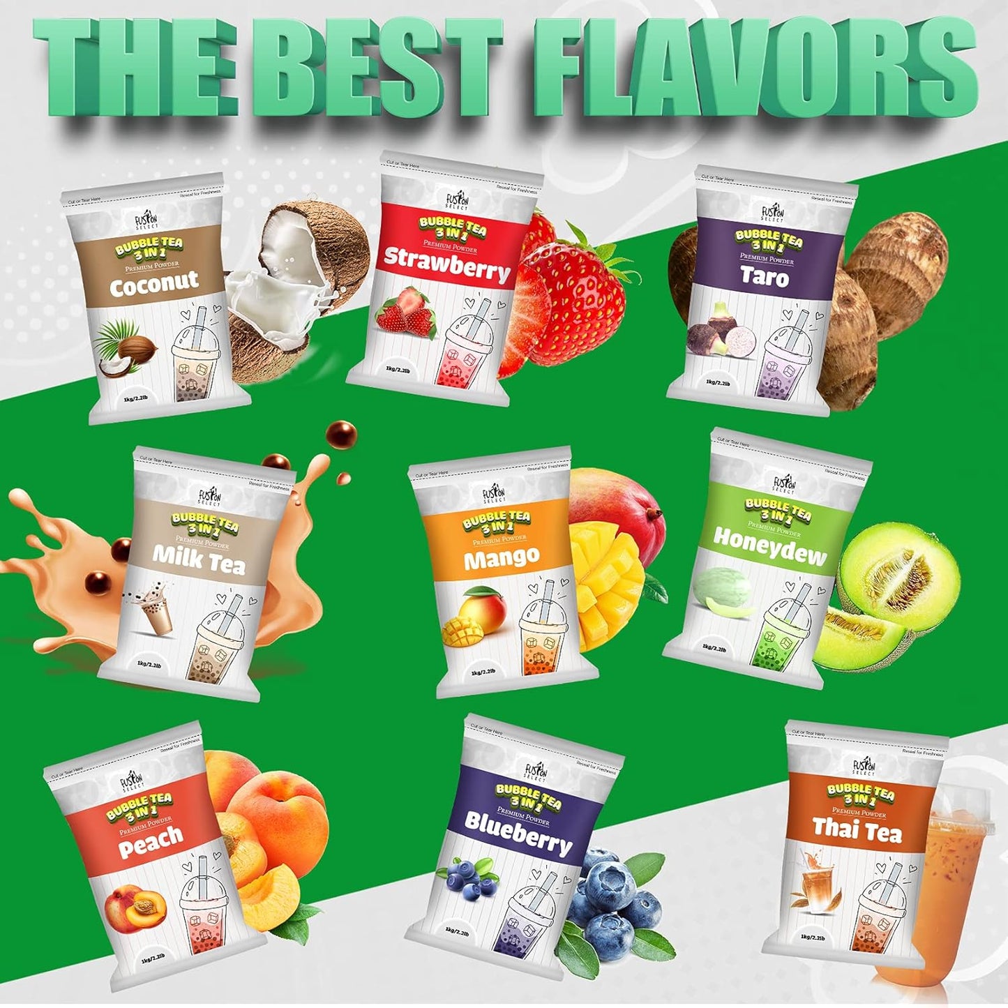 Fusion Select 2.2lb Tea Powder Mango Flavored-3-in-1 Drink Powder with Cream & Sugar - Instant Pre-Mixed Beverage for Hot or Cold Blends or Yummy Frappes (Mango)