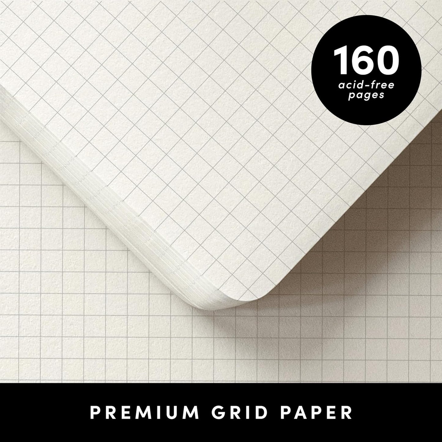 PAPERAGE Graph Paper Journal Notebook, (Navy), 160 Pages, Medium 5.6 in x 8 in - 100 GSM Thick Paper – Hardcover Grid Notebook for Work or School