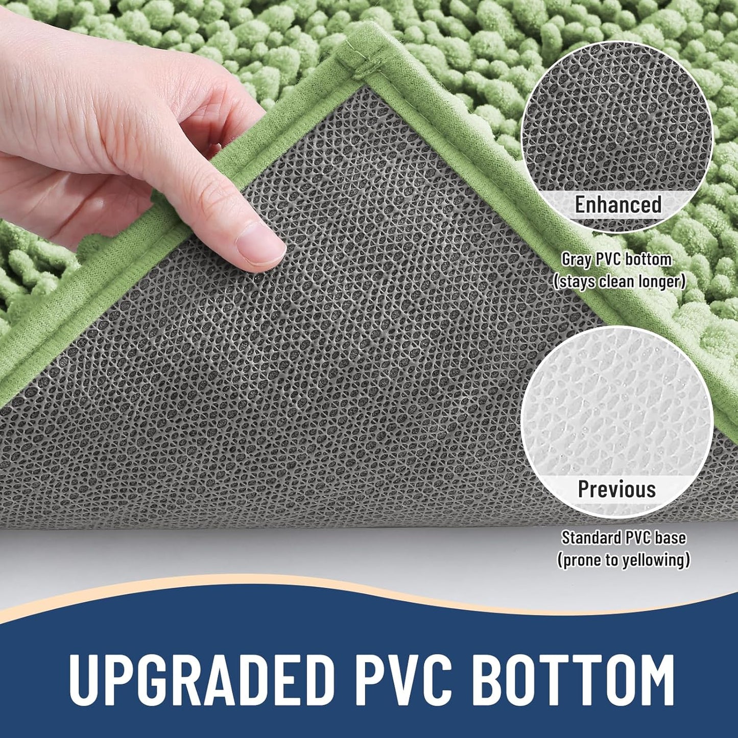 Arotive Luxury Chenille Bathroom Rug Mat, Extra Soft Thick Absorbent Shaggy Bath Rugs, Non-Slip Machine Wash Dry, Plush Bath Mats for Bathroom, Shower and Tub, 30x17, Sage Green