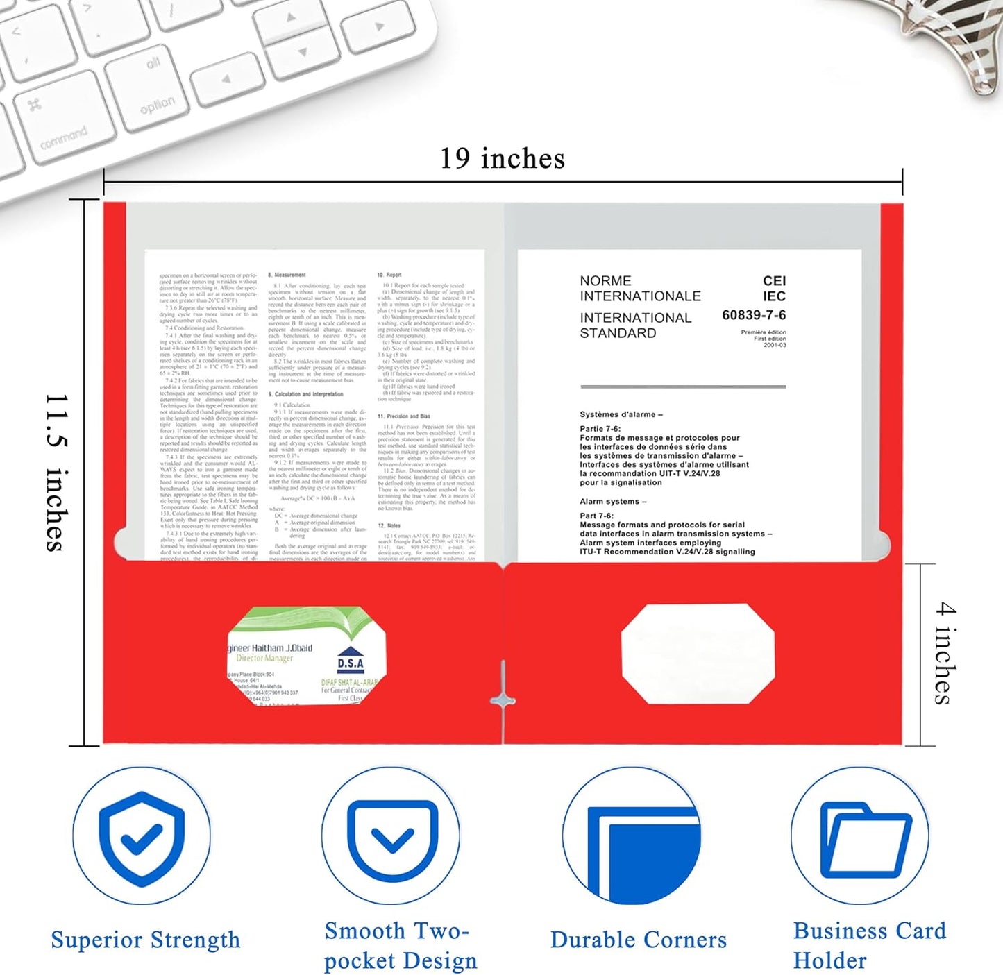 Zzrywuty File Folders with Pockets Letter Size, 50-Pack Paper Folders with Card Slot, Two Pocket Folders for School Students, Businessmen, Home and Office Workers（Red）