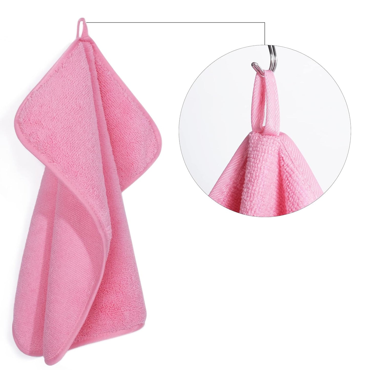POLYTE Premium Lint Free Microfiber Washcloth Face Towel, 13 x 13 in, Set of 6 (Pink)