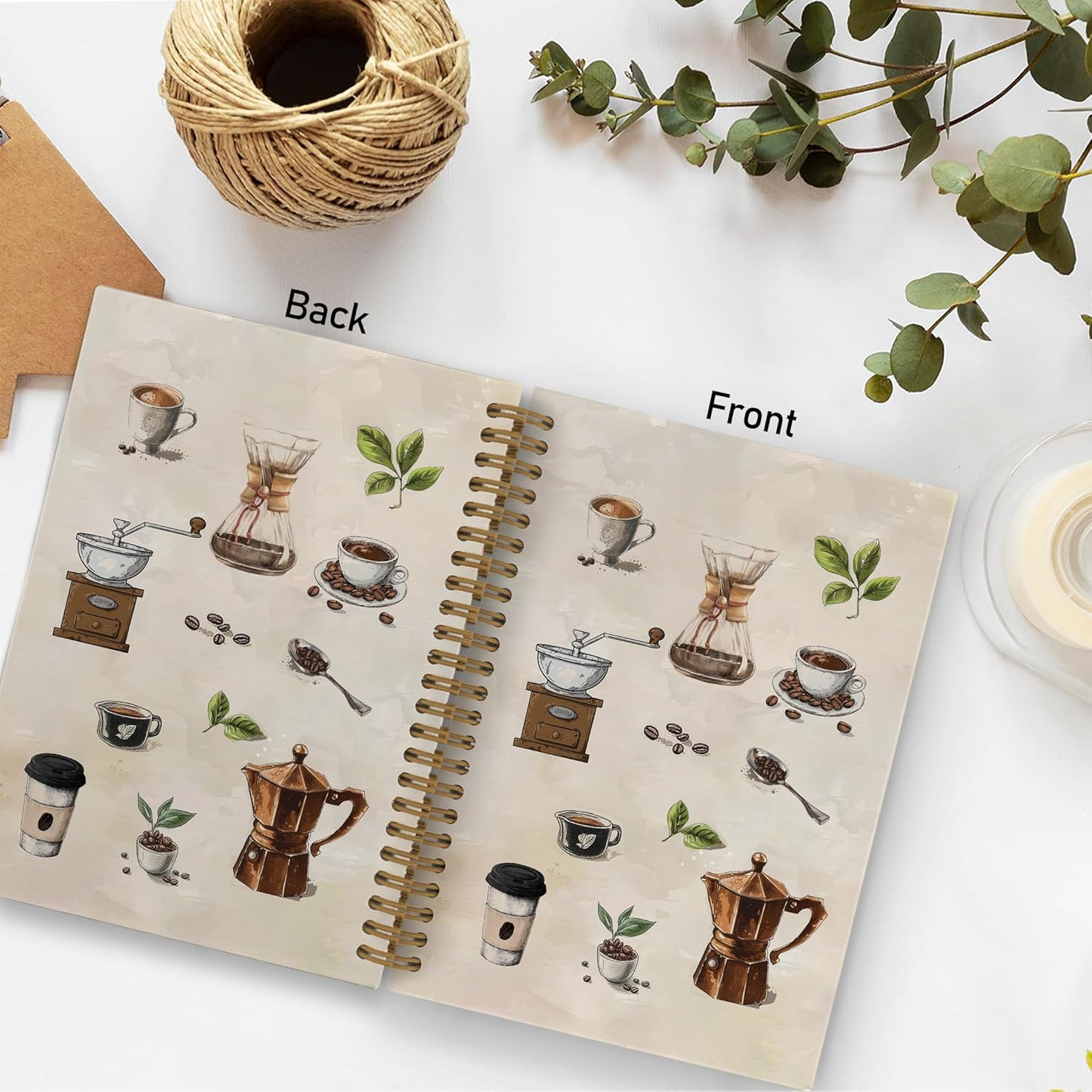 Vintage Coffee Spiral Notebook, Coffee Lovers Gifts Journal Notebook, Retro Cafe Notebooks for School Work, Caffeine Lover Office Supplies Gifts for Women Men, 5.5x8.3 Inch