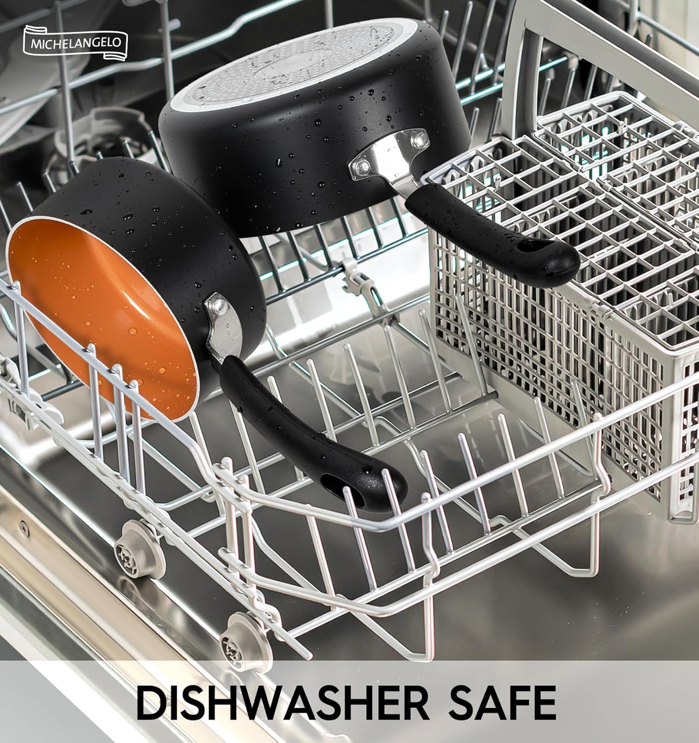 MICHELANGELO Nonstick Sauce Pan With Lid, 1QT&2QT Ceramic Saucepan, Copper Saucepans,PFAS-FREE Pot Set,Small Pots For Cooking,Multipurpose Cooking Pots Set For Home Kitchen,Dishwasher Safe