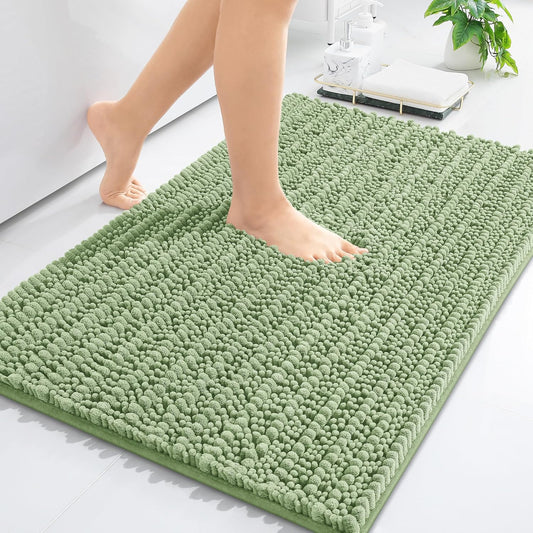 Arotive Luxury Chenille Bathroom Rug Mat, Extra Soft Thick Absorbent Shaggy Bath Rugs, Non-Slip Machine Wash Dry, Plush Bath Mats for Bathroom, Shower and Tub, 34x21, Sage Green