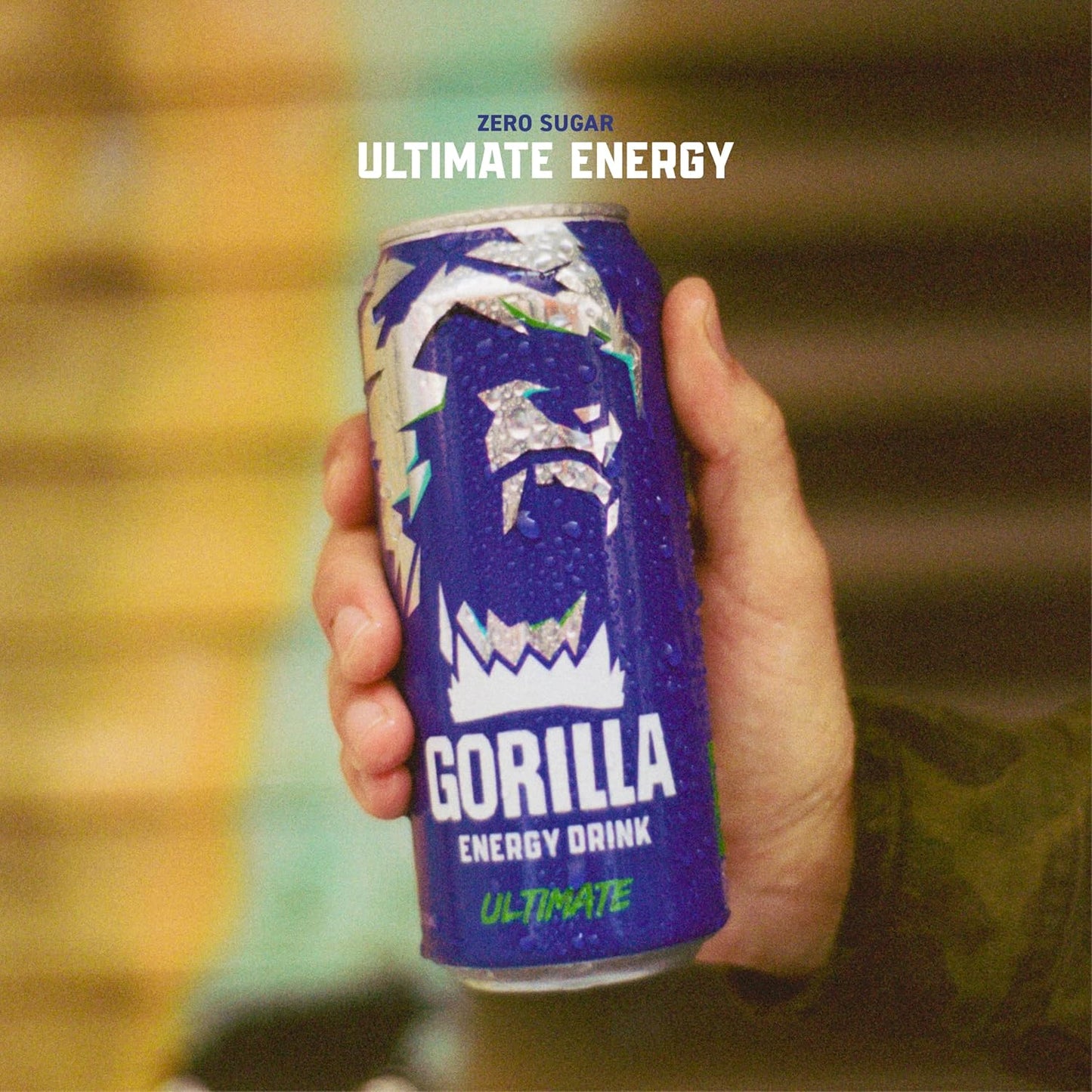 Gorilla Energy Original Energy Drink, Zero Sugar & 200mg Natural Caffeine, L-Theanine, Taurine, Ginseng, Acetyl L-Carnitine, B Vitamins, Sugar Free, and No Artificial Colors, 16 oz Cans, 12 Pack