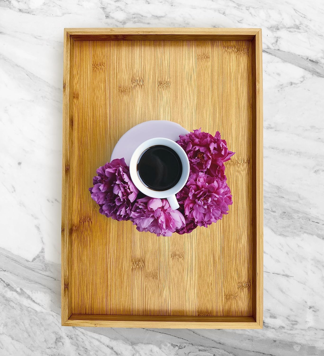 Bam & Boo (1-Pack) Natural Bamboo Rectangle Serving & Vanity Tray - for Kitchen, Bathroom, Countertop, Coffee Table (17.75" x 11.8" x 1.2")