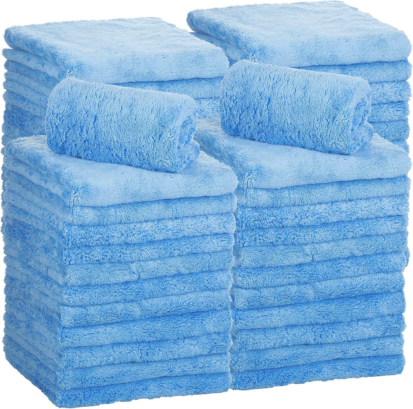 Shimeyao 30 Pcs 16 x 16 Inch Edgeless Microfiber Plush Towels for Cars Detailing Drying Wash Polishing Absorbent Cleaning Cloths, 500 GSM (16 x 16 Inch, Light Blue, 30 Pcs)