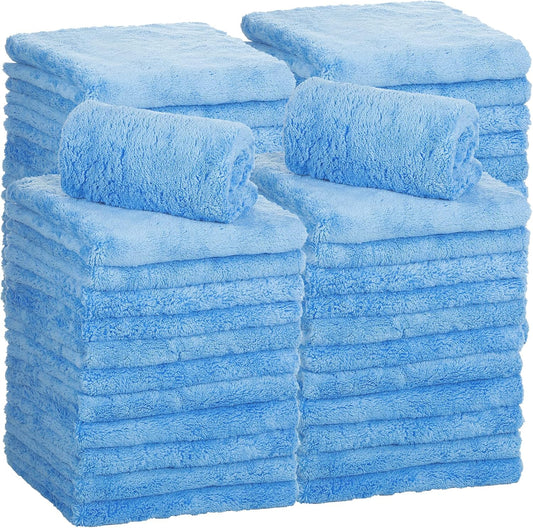 Shimeyao 30 Pcs 16 x 16 Inch Edgeless Microfiber Plush Towels for Cars Detailing Drying Wash Polishing Absorbent Cleaning Cloths, 500 GSM (16 x 16 Inch, Light Blue, 30 Pcs)