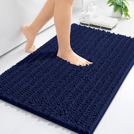 Arotive Luxury Chenille Bathroom Rug Mat, Extra Soft Thick Absorbent Shaggy Bath Rugs, Non-Slip Machine Wash Dry, Plush Bath Mats for Bathroom, Shower and Tub, 36x24, Navy