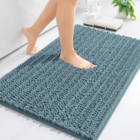 Arotive Luxury Chenille Bathroom Rug Mat, Extra Soft Thick Absorbent Shaggy Bath Rugs, Non-Slip Machine Wash Dry, Plush Bath Mats for Bathroom, Shower and Tub, 30x20, Smoky Gray