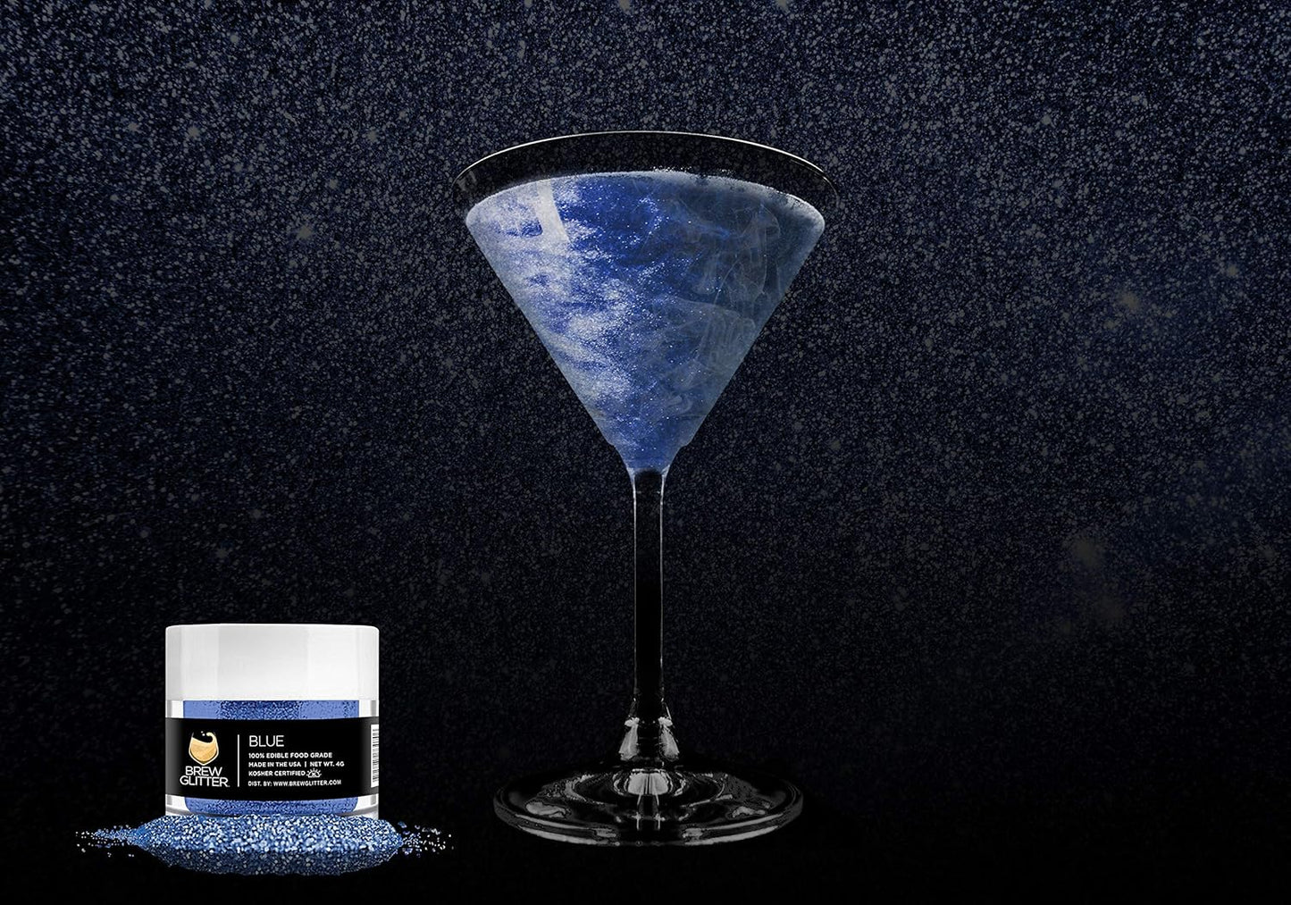Blue BREW GLITTER Edible Glitter For Drinks, Cocktails, Beer, Garnish Glitter & Beverages | KOSHER & HALAL Certified | 100% Edible & Food Grade | Vegan, Gluten, Nut Free (50g, Blue)